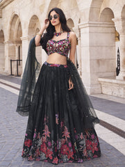 Black Multicolored Handwork Lehenga Choli