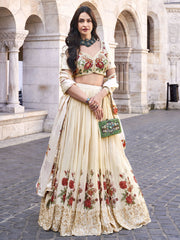 Cream White Multicolored Handwork Lehenga Choli