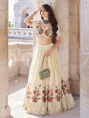 Cream White Multicolored Handwork Lehenga Choli