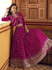 Magenta Pink Jacket Style Lehenga Choli