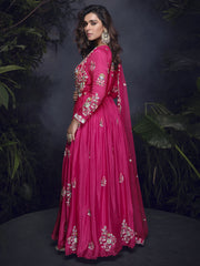 Magenta Pink Handwork Designer Gown