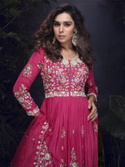 Magenta Pink Handwork Designer Gown