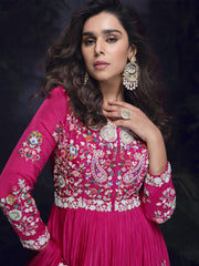 Magenta Pink Handwork Designer Gown