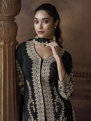 Black Chinnon Embroidered Eid Style Salwar Suit