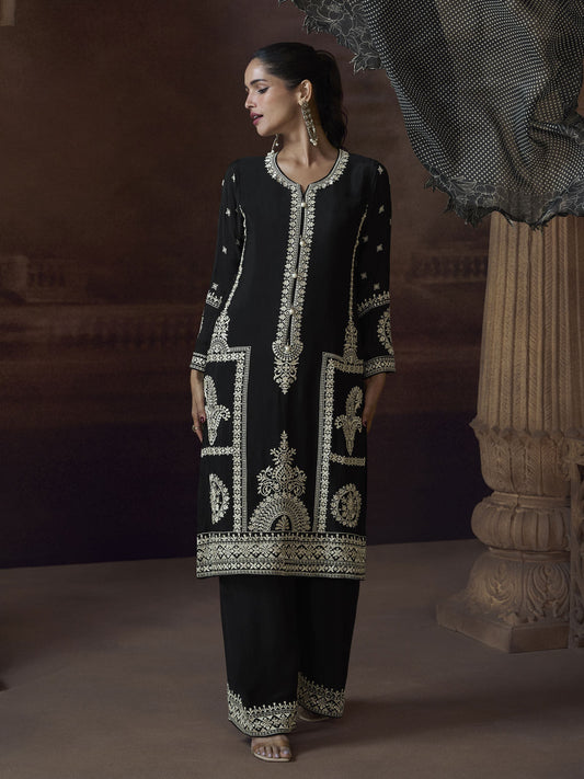 Chinnon Black Embroidered Eid Style Salwar Suit