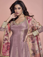 Mauve Purple Embroidery Anarkali Dress