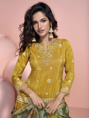 Yellow Embroidery Lehenga Style Suit