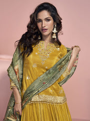 Yellow Embroidery Lehenga Style Suit