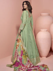 Green Embroidery Anarkali Dress