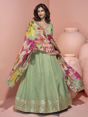 Green Embroidery Anarkali Dress