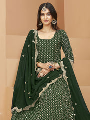 Georgette Radiant Dark Green Sequins Anarkali Suit