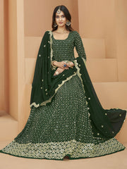 Georgette Radiant Dark Green Sequins Anarkali Suit