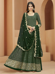 Georgette Radiant Dark Green Sequins Anarkali Suit