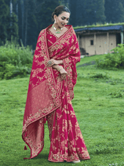 Rani Pure Dola Silk Saree With Exquisite Embroidery