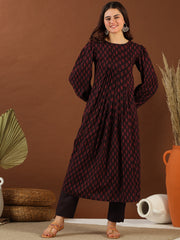 Purple Colour Women Ethnic Motifs Woven Design Kurta