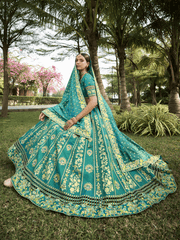 Sea Green Designer Silk Lehenga Choli With Dupatta