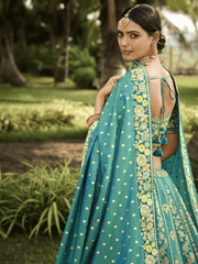 Sea Green Designer Silk Lehenga Choli With Dupatta