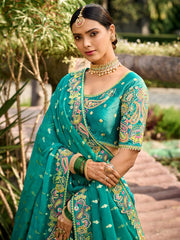 Turquoise Silk Wedding Lehenga Choli