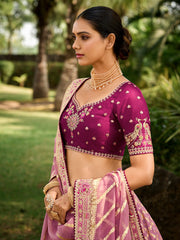 Purple and Pink Silk Wedding Lehenga Choli