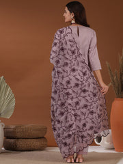 Lavender Empire A-Line Kurta With Trousers & Dupatta