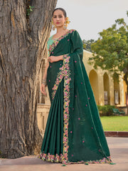 Green Organza Silk Designer Saree