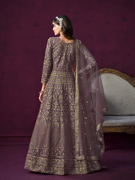 Violet Net Partywear Anarkali Suit