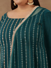 Women Ethnic Motifs Embroidered Regular Thread Work Kurta with Palazzos & With Dupatta