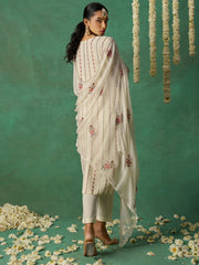 Ivory Organza Embroidered Kurta Set