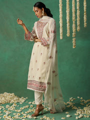 Ivory Organza Embroidered Kurta Set