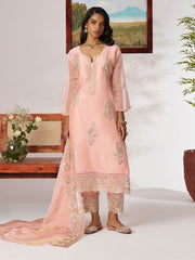 Peach Embroidered Pakistani Suit