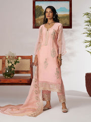 Peach Embroidered Pakistani Suit