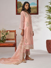 Peach Embroidered Pakistani Suit