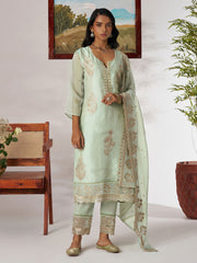 Green Embroidered Pakistani Suit