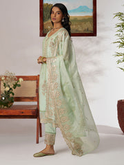 Green Embroidered Pakistani Suit