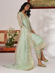 Green Embroidered Pakistani Suit