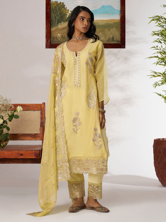 Yellow Embroidered Pakistani Suit