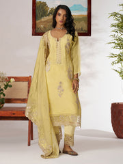 Yellow Embroidered Pakistani Suit