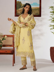 Yellow Embroidered Pakistani Suit