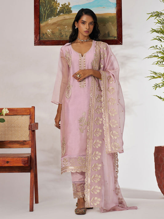 Lavender Embroidered Pakistani Suit