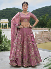 Turkish Rose Pink Heavy Embroidered Designer Lehenga Set