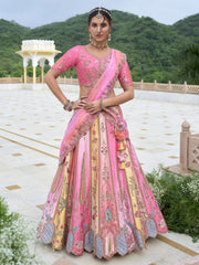 Barbie Pink Heavy Embroidered Designer Lehenga Set