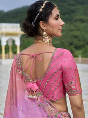 Barbie Pink Heavy Embroidered Designer Lehenga Set