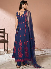 Floral Embroidered Thread Work Pure Cotton Kurta with Trousers & Dupatta