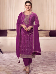 Purple Digital Printed & Embroidered Eid Wear Salwar Suit