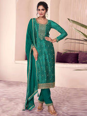 Green Digital Printed & Embroidered Eid Wear Salwar Suit