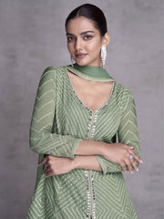 Sage Green Embroidered Wedding Festive Sharara Suit