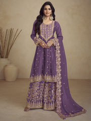 Chinnon Purple Embroidered Palazzo Suit