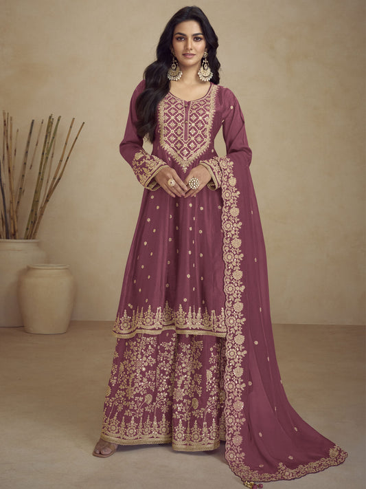 Chinnon Pink Embroidered Palazzo Suit