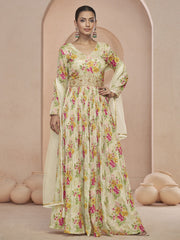 Off White Embroidered Wedding Anarkali Gown