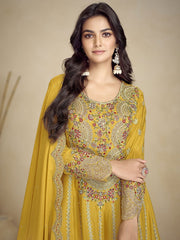 Yellow Embroidery Festive Gharara Suit